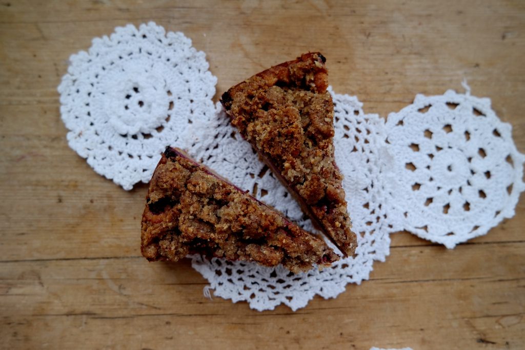 versunkener Himbeerkuchen